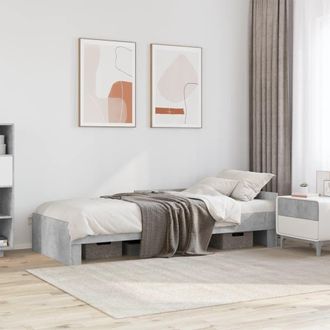 Berkfield Home Bed Frame without Mattress Concrete Grey 75x190 cm Small Single Engineered Wood
