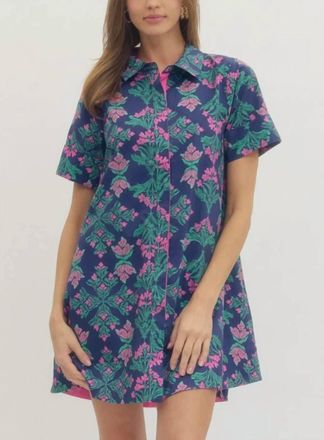 Entro Floral Mini Dress In Navy