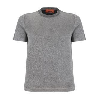 Missoni Round-neck Knitwear, female, Gray, Size: 2XS Silver Tones T-Shirt