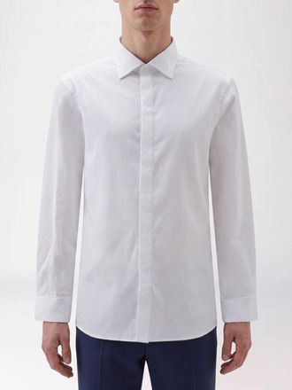 Giorgio Armani Camicia in popeline di cotone con collo francese e abbottonatura nascosta