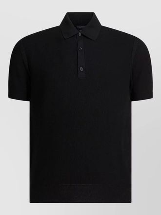 Tom Ford silk cotton pique polo shirt ribbed collar hem