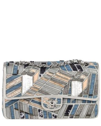 Chanel Multicolor Denim Medium Classic Patchwork Double Flap Shoulder Bag (Authentic Pre-Loved)