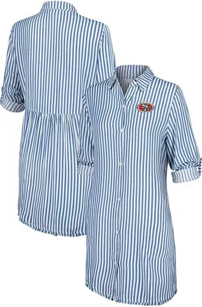Tommy Bahama Womens Tommy Bahama Blue/White San Francisco 49ers Chambray Stripe Cover-Up Shirt Dress at Nordstrom, Size Small
