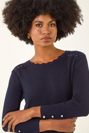 Roman Scalloped Neck Knit Jumper