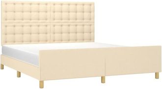 vidaXL Estructura De Cama Con Cabecero De Tela Color Crema 180x200 Cm Vidaxl