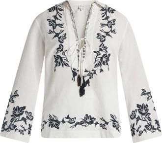 Hemant & Nandita Aahi floral tassel blouse - women - Cotton - S - White