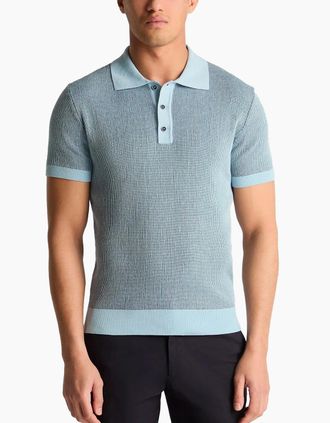 Remus Uomo Mens Remus Uomo Knitted Polo Shirt BLUE - Size: 44