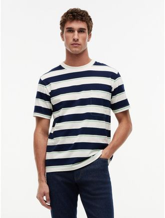 Tommy Hilfiger Mens Relaxed Fit Striped Pocket T-Shirt - Multi - XL