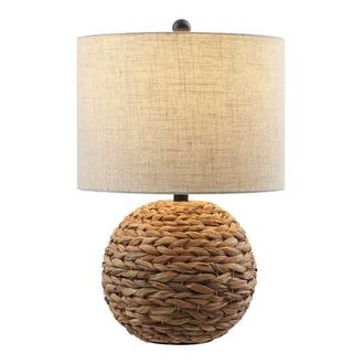 Jonathan Y Designs Camilo 21.5 Modern Coastal Woven Rattan Globe LED Table Lamp in Brown at Nordstrom