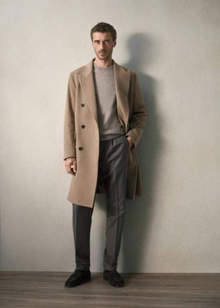 Mango Cappotto in misto lana vergine con rever grigio chiaro/pastello - Uomo - XL - MANGO MAN