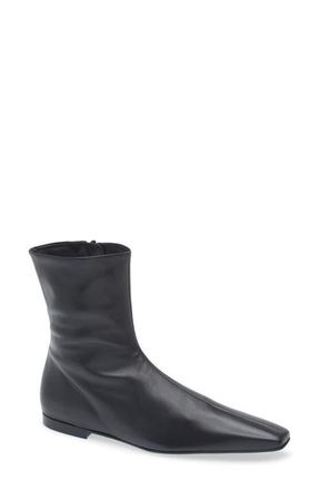 Toteme Flat Side Zip Bootie in Black at Nordstrom, Size 10Us