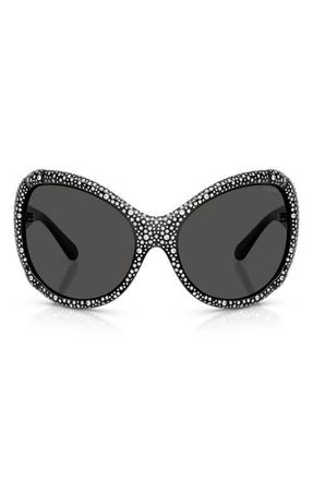 Swarovski 72mm Butterfly Sunglasses in Dark Grey /Dark Grey at Nordstrom