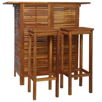 Berkfield Home Bar Table & Chair Set 3 Pieces Solid Acacia Wood in Brown