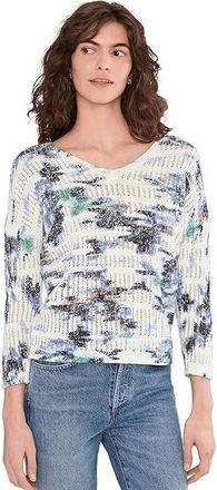 Nic+Zoe Water Lilies Pointelle Sweater Womens Clothing Blue : XS, Cotton