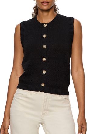 Sanctuary Cotton Pointelle Sleeveless Sweater in Black at Nordstrom, Size X-Large