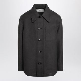 Ami Anthracite Grey Wool Shirt With Pockets