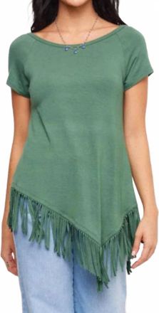 Karen Kane Angled Fringe Top In Jade
