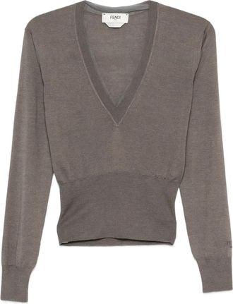 Fendi T-shirt con scollo a V - Toni neutri