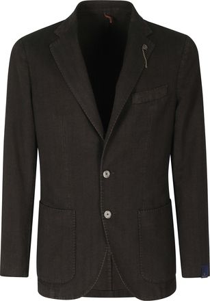 Santaniello Dark Brown Resca Frosted Cashmere-Cotton Blazer