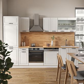 Vicco Mueble De Cocina R-line, Casa De Campo Blanca/blanca, 300 Cm Sin Encimera