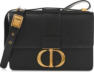 Dior Black Calfskin Leather Smooth 30 Montaigne Flap Bag (Authentic Pre-Loved)