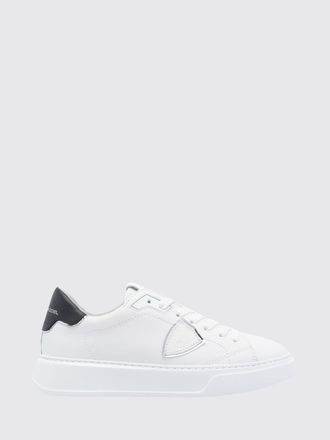 Philippe Model Temple Smooth Calfskin Low-Top Sneakers with Bicolor Design