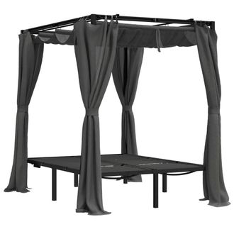 Berkfield Home Beautiful Double Sun Lounger with Side & Top Curtains Anthracite in Charcoal