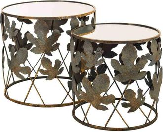 Wanderlust Deco Set 2 mesas de metal doradas