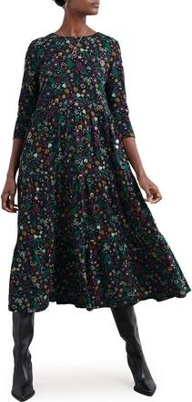 Seasalt Cornwall Line Strokes Floral Print Dress in Illuminated Garden Onyx at Nordstrom, Size 4 Us
