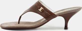 Ferragamo Brown Leather Thong Sandals