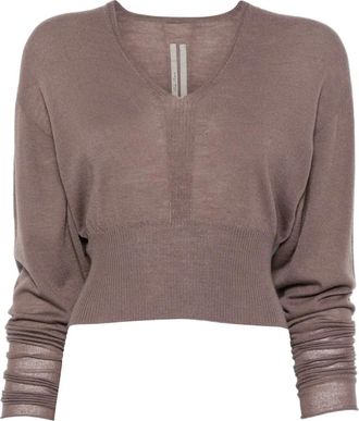 Rick Owens Cropped V-hals top - Dames - Truien - Paars - Maat: L Wol