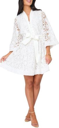 Gibsonlook Lovely In Lace Tie Belt Dress in White Lace at Nordstrom, Size Xx-Small