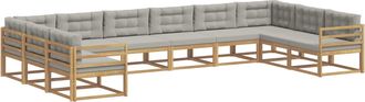 vidaXL Conjunto De Sof&aacute;s De Exterior 10 Uds. Blanco Y Gris Claro Vidaxl