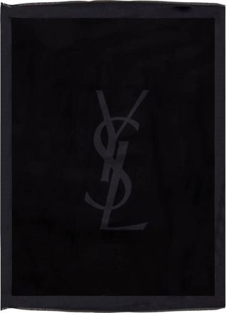 Saint Laurent Zijden Geruite Sjaal met Franjes - Heren - Wintersjaals - Zwart - ONE Size - Accessoires