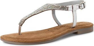 Tamaris Riemchensandale TAMARIS, Damen, Gr. 40, silber (silberfarben), Leder, gl&auml;nzend, Schuhe Riemchensandale, Sandalette, Sommerschuh, Festtagsschuh, funkel