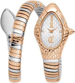 Just Cavalli Snake Wraparound Bracelet Watch, 20mm x 34.5mm in Silver/Rose Gold at Nordstrom Rack