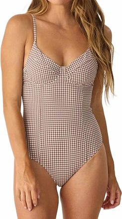 Rylee + Cru Underwire One Piece In Chocolate Houndstooth