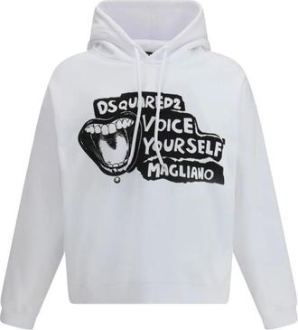 Dsquared2 Logo Hoodie met Modern Ontwerp - Heren - Hoodies - Wit - L - Katoen - Hoodies & sweatvesten