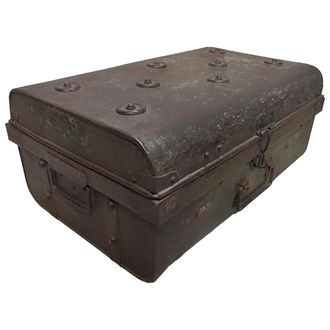 Wanderlust Deco Maleta De Metal Acabado Artesanal Marr&oacute;n 67x37x25h Cm