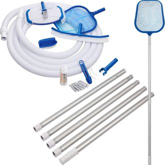 Deuba Set De Limpieza Mantenimiento De Piscina Con 8 Accesorios Cepillo Manguera Term&oacute;metro Barra Telesc&oacute;pica Para Piscinas