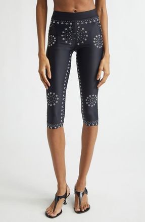 Coperni Mantra Print Cycling Capri Leggings in Black Blk at Nordstrom, Size X-Small