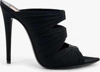 Saint Laurent Sandali Emilie in satin con dettaglio logo in strass - SAINT LAURENT - gender_Woman
