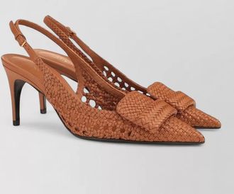 Sergio Rossi leather slingback pumps pointed toe braid
