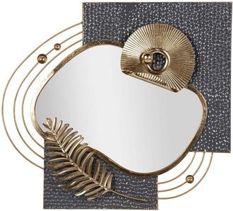 Adda Home Adorno Pared Metal Espejo Gris Dorado 80x7x72 Cm