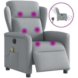 vidaXL Vidaxl - Sill&oacute;n Reclinable De Masaje El&eacute;ctrico Tela Gris Claro