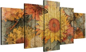 OEM Cuadro Sobre Lienzo Italiano De 100 X 50 Cm, Pent&aacute;ptico - Estilo Vintage - Naturaleza Cuadro Sobre Lienzo Italiano De 200 X 100 Cm, Pent&aacute;ptico - Estil