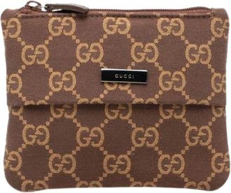 Gucci Pre-owned Clutches, female, Brown, Size: ONE SIZE Pre-owned Canvas Clutch