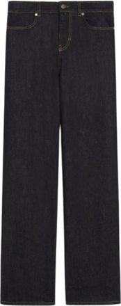 Max Mara Blauwe Straight Leg Jeans met Zakken - Dames - Regular Fit Jeans - Blauw - XL - Katoen - Jeans