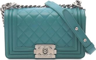 Chanel 2014 Small Quilted Lambskin Boy Flap crossbody bag - Groen