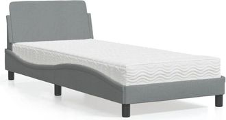vidaXL Cama Con Colch&oacute;n Tela Gris Claro 80x200 Cm Vidaxl